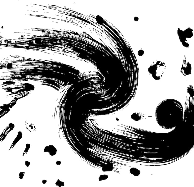 Vector mancha negra giratoria una mancha de tinta en forma de espiral que forma un remolino en un telón de fondo abstracto vectorial