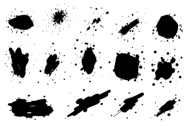 Mancha de pintura negra de tinta grunge Salpicadura de pintura gotas de spray tinción y marco con gota de pintura húmeda