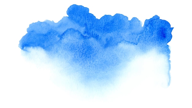 Manchas de acuarela azul del cielo aisladas sobre un fondo blanco