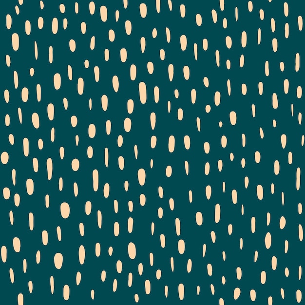 Manchas beige óvalos y puntos en un patrón sin costuras de fondo verde Fondo abstracto con manchas de puntos trazos de pincel o gotas Ilustración vectorial