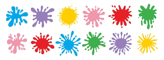 Manchas de colores diferentes formas manchas brillantes y salpicaduras manchas de tinta colección de elementos clipart