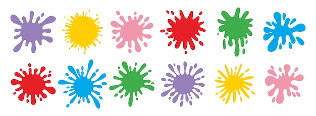Manchas de colores diferentes formas manchas brillantes y salpicaduras manchas de tinta colección de elementos clipart