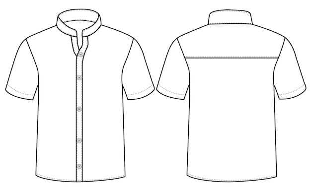 Manchas cortas para hombres Manchas formales para vacaciones Camiseta plana Dibujo técnico Ilustración vectorial Modelo temporal