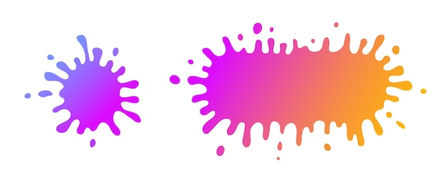 Manchas creativas para tarjetas de diseño de logotipos o decoración de pegatinas, manchas salpicadas con degradado. ilustración vectorial