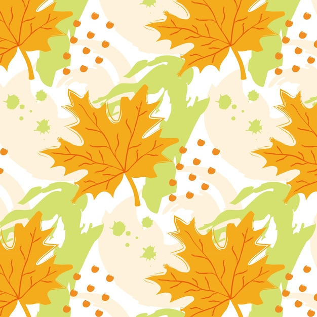 Manchas de hojas de otoño y patrón de pintura.