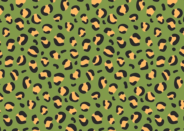 Vector manchas de leopardo de patrones sin fisuras en un patrón de leopardo de moda de fondo verde