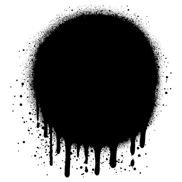 Manchas y manchas de pintura en spray de estilo tinta negra y formas de textura Grunge