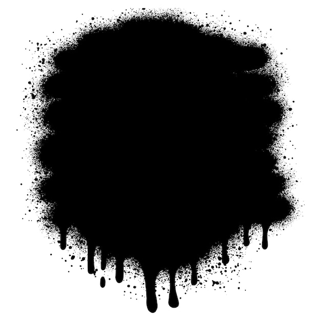 Manchas y manchas de pintura en spray de estilo tinta negra y formas de textura Grunge