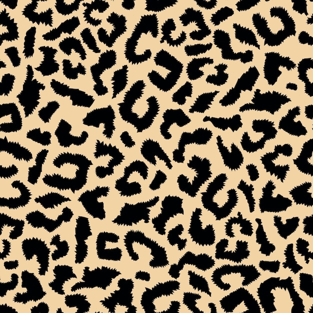 Manchas negras de patrón de leopardo sin costura vectorial sobre un fondo beige fondo de moda para