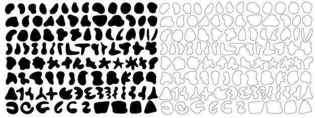 Manchas orgánicas negras Vector sombras líquidas formas aleatorias