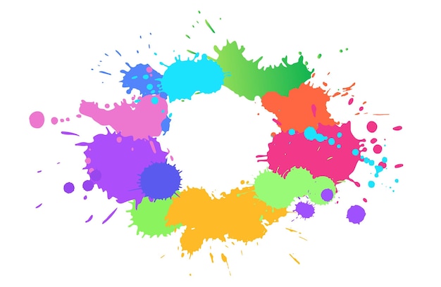 Manchas de pintura coloridas salpicaduras multicolores con un espacio vacío en el medio