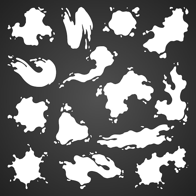 Manchas de pintura creativas aisladas pinceladas o manchas de tinta manchas de forma abstracta con