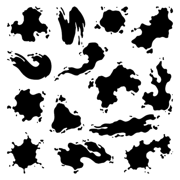 Manchas de pintura Pinceladas o manchas de pintura aisladas creativas Manchas de tinta manchas de forma abstracta con textura Elementos de diseño grunge Colección de diferentes gotas