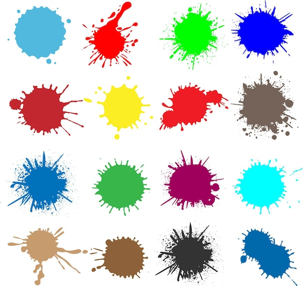 Manchas de tinta coloridas Pinturas abstractas salpicadas Conjunto de salpicaduras de pintura de acuarela