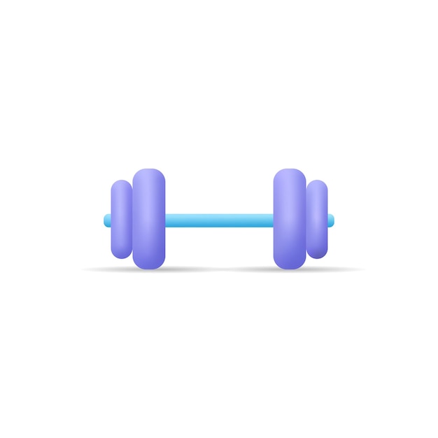 Mancuerna deportiva para ejercicio de entrenamiento Equipo de gimnasio Icono de vector 3d Estilo minimalista de dibujos animados