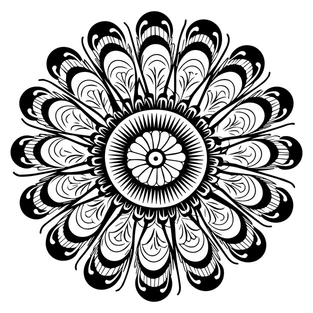 Vector mandala abstracta en diseño blanco y negro