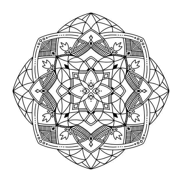 Mandala abstracto Patrón blanco y negro para libro de colorear para adultos Elementos decorativos vintage
