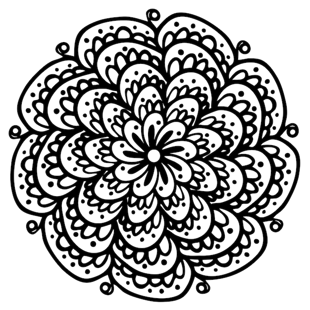 Mandala aislada con patrón abstracto en blanco y negro Ilustración vectorial