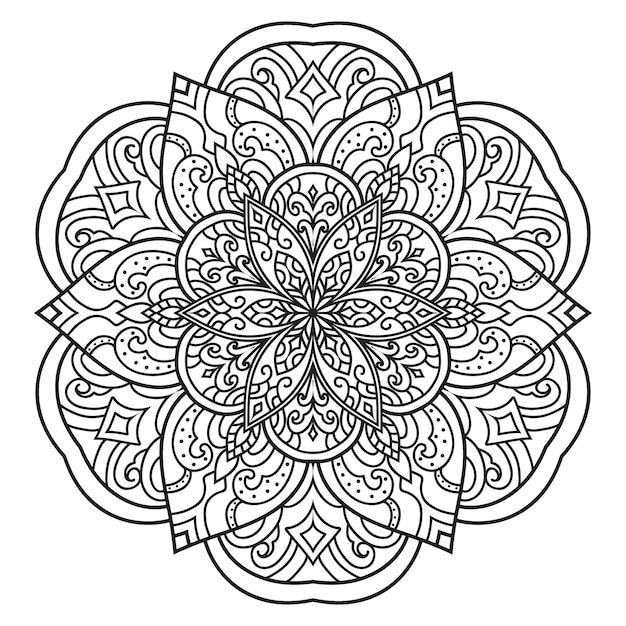 Mandala aislado en el fondo blanco.Patrón de garabato.Diseño de ornamento para colorear página