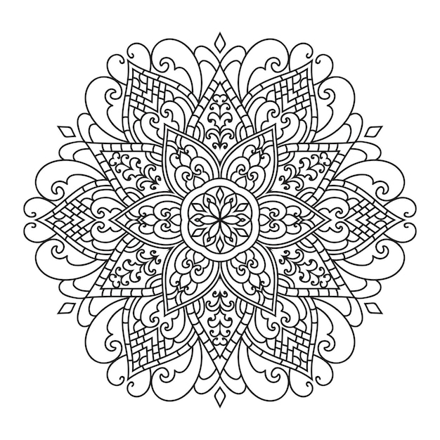 Mandala aislado en el fondo blanco.patrón de garabato.diseño de ornamento para colorear página