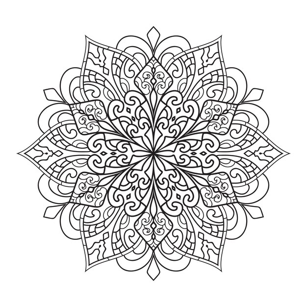 Mandala aislado en el fondo blanco. Patrón de mandala étnico monocromático decorativo.