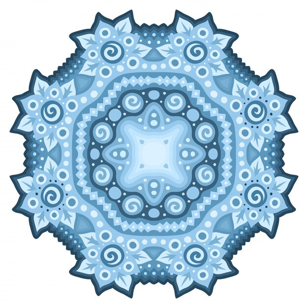 Vector mandala aislado patrón floral azul