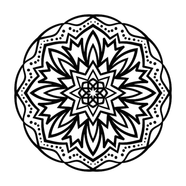 Mandala aislado sobre fondo blanco. flor de garabato redonda negra ornamental aislada en blanco