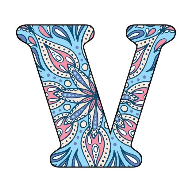 Vector mandala alfabeto página para colorear para niños