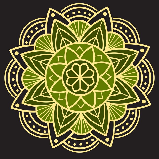 Un mandala amarillo con una flor.