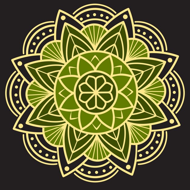 Vector un mandala amarillo con una flor.