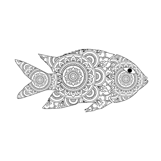 Mandala de animales para colorear vector de página