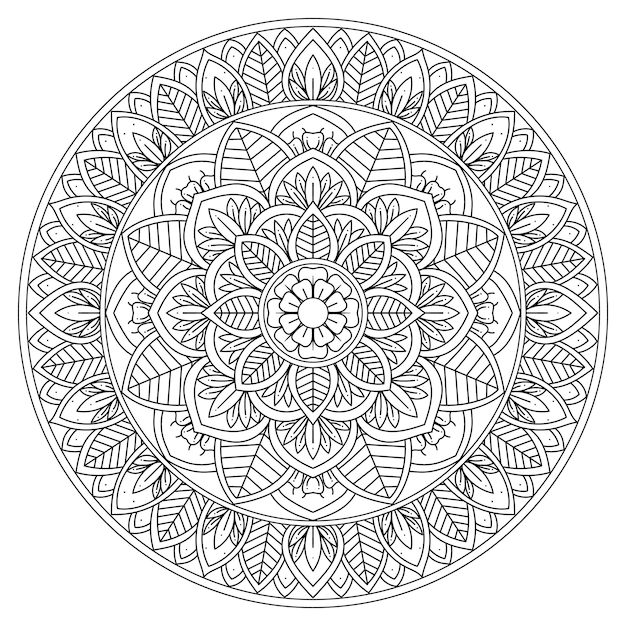 Mandala Árbol Hoja Vector Mano Dibujar Adorno