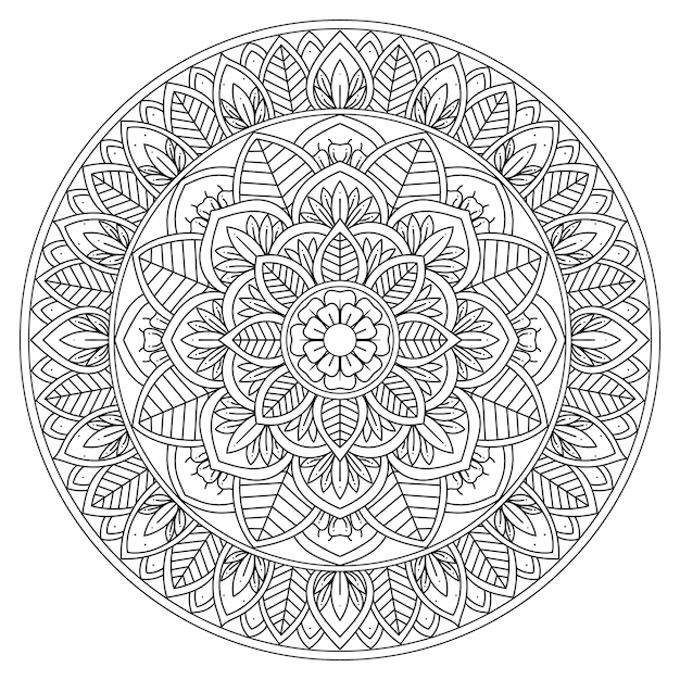 Vector mandala árbol hoja vector mano dibujar adorno