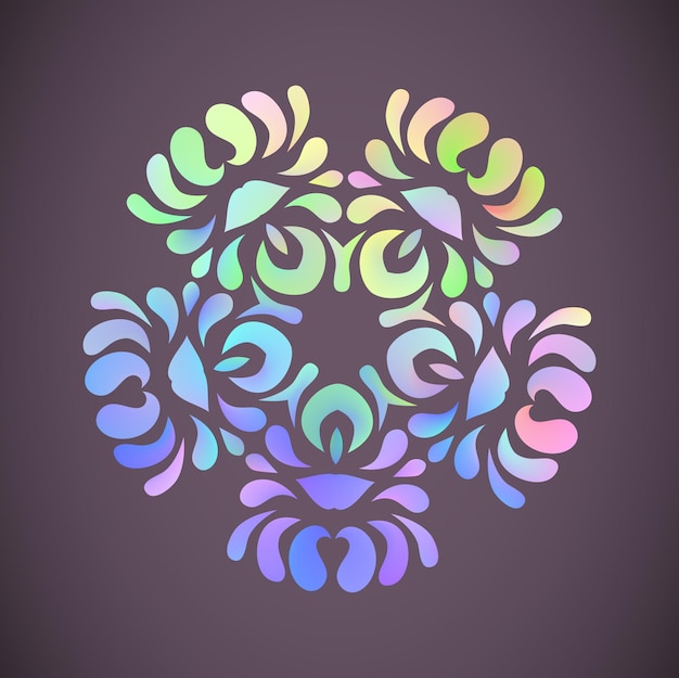 Vector mandala arcoiris pastel con motivos florales