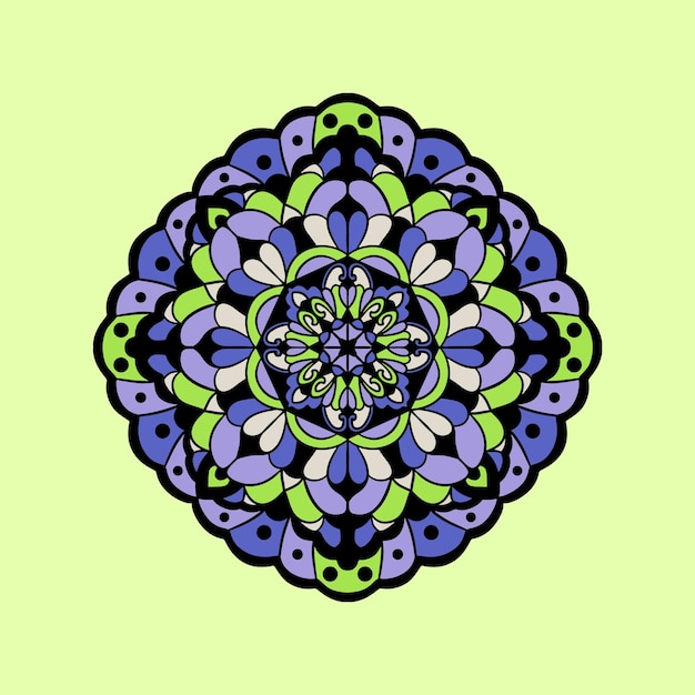 Mandala arte abstracto colorido estilo único patrón premium vector