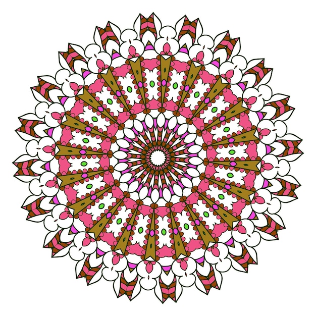 Mandala de arte floral. Diseño étnico Con Adornos De Colores. Medallón Arabesco