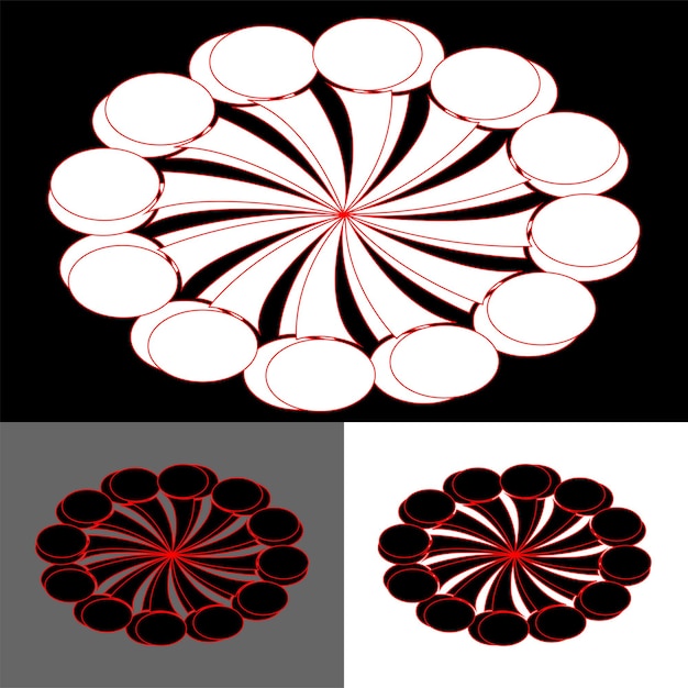 Mandala arte vectorial de flores geométricas diseño de combinación de ilustración de fondo rojo y negro