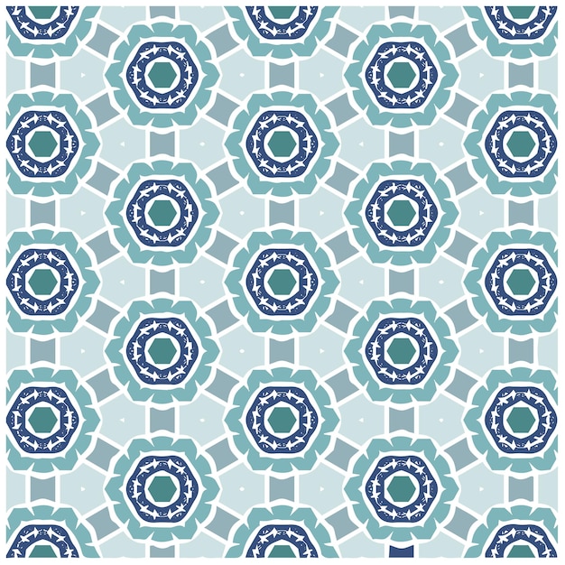 Mandala azul abstracto o fondo de patrón de papel tapiz Ikat