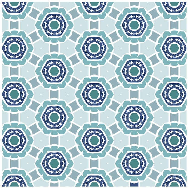 Mandala azul abstracto o fondo de patrón de papel tapiz Ikat