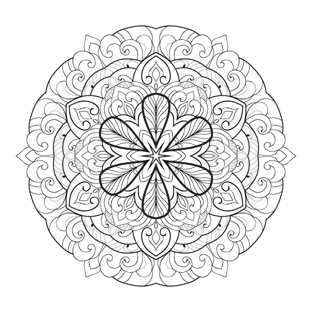 Mandala blanco y negro para colorear página vector ilustración