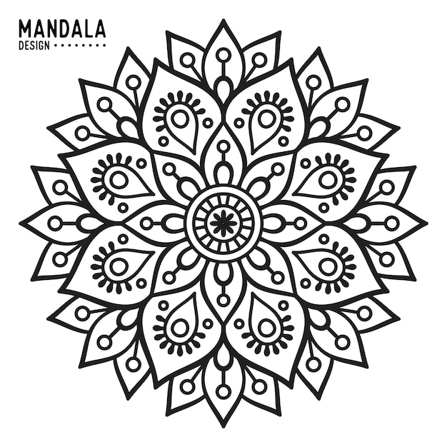 Mandala blanco y negro dibujado a mano