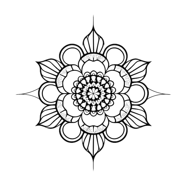 Un mandala en blanco y negro con un diseño floral.