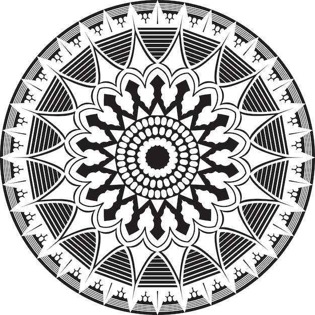 Mandala blanco y negro estilo Maya