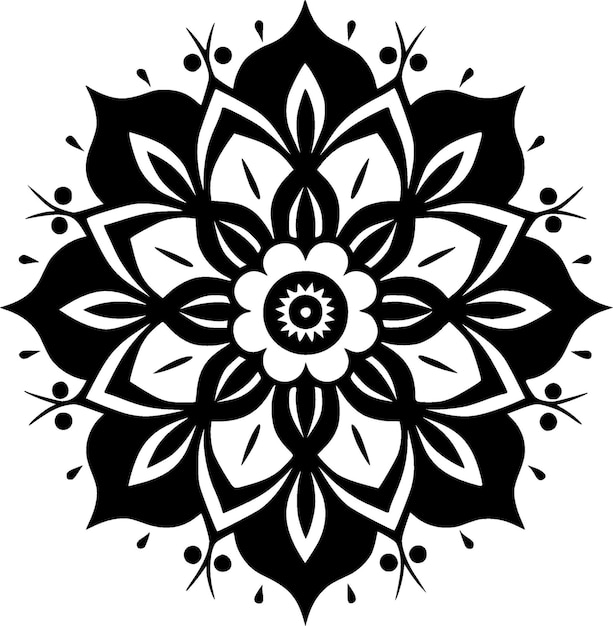 Mandala blanco y negro icono aislado ilustración vectorial