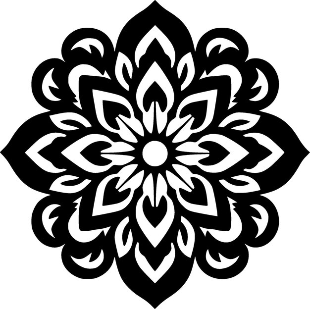 Mandala blanco y negro icono aislado ilustración vectorial