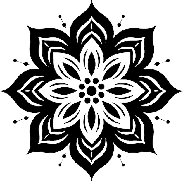 Mandala blanco y negro icono aislado ilustración vectorial