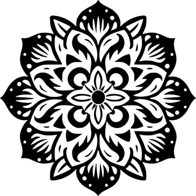 Mandala blanco y negro icono aislado ilustración vectorial