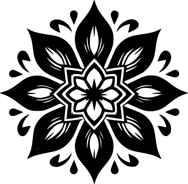 Mandala blanco y negro icono aislado ilustración vectorial