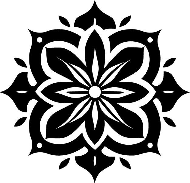 Mandala blanco y negro icono aislado ilustración vectorial