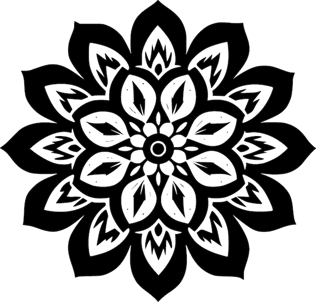 Mandala blanco y negro icono aislado ilustración vectorial